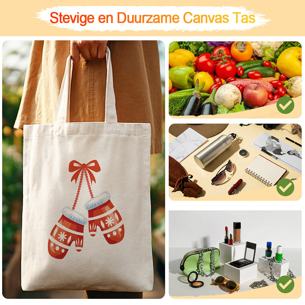 Een Paar Kersthandschoenen Canvas Tote Bag Schilderen op Nummers