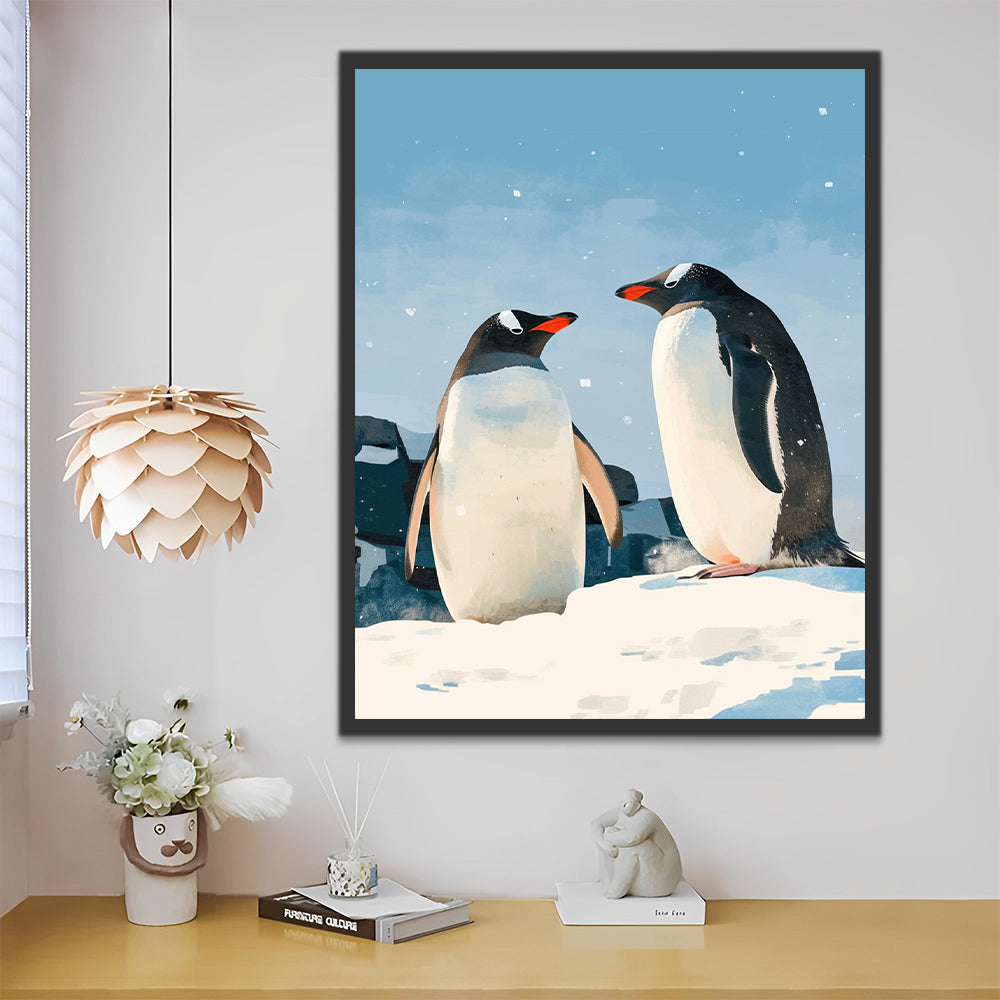 Een pinguïnpaar Schilderen op Nummers