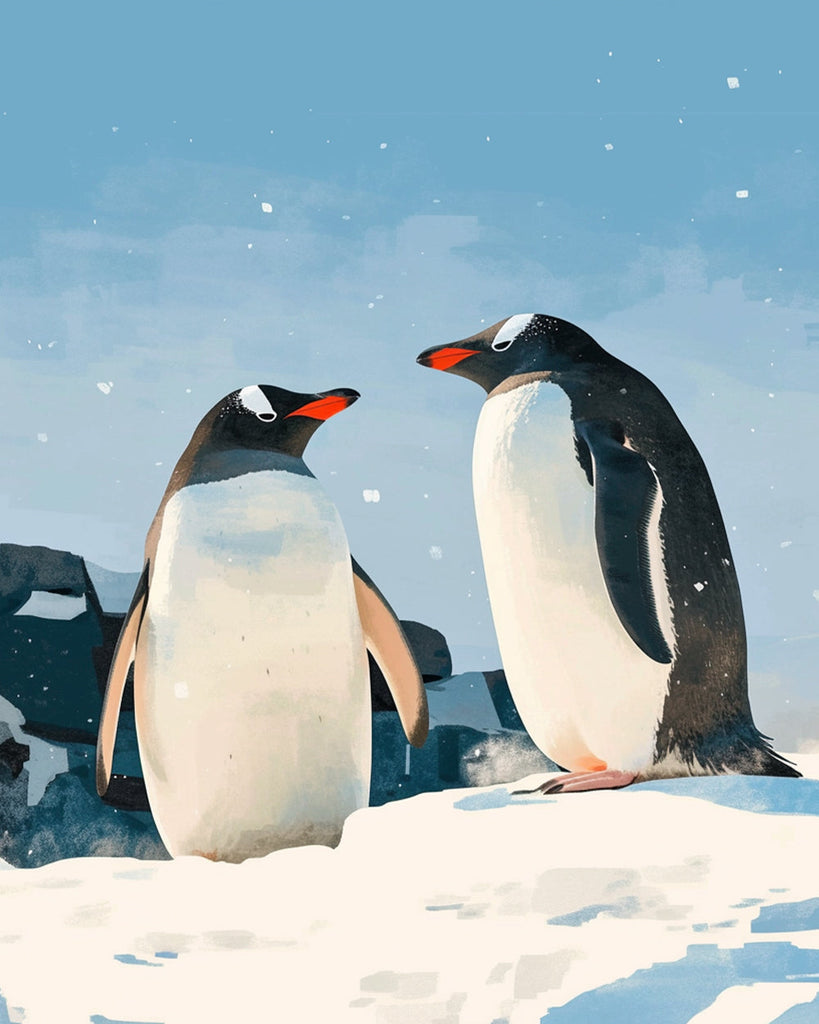 Een pinguïnpaar Schilderen op Nummers