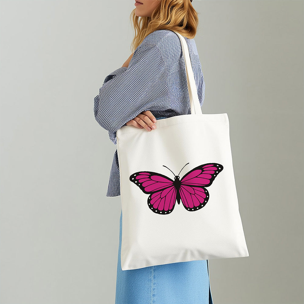 Een Rozerode Vlinder Canvas Tote Bag Schilderen op Nummers