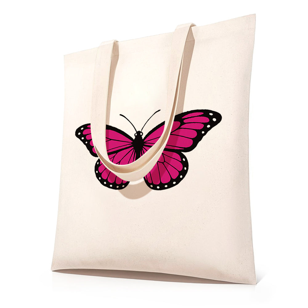Een Rozerode Vlinder Canvas Tote Bag Schilderen op Nummers