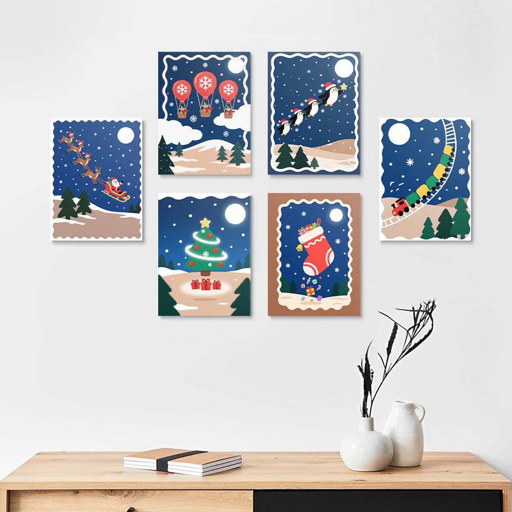Een Stille Kerstnacht 6 Stuks Mini Schilderen op Nummers