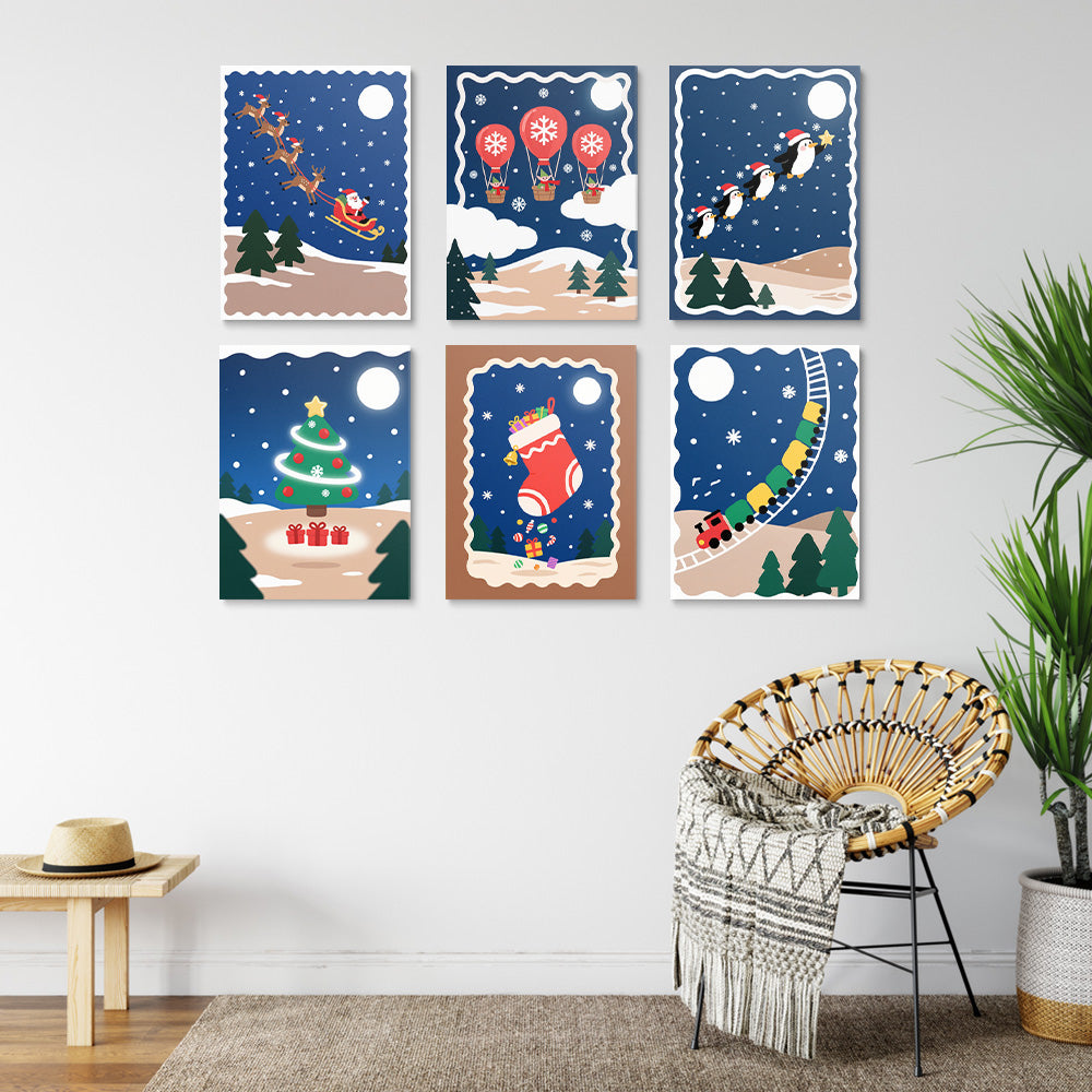 Een Stille Kerstnacht 6 Stuks Mini Schilderen op Nummers