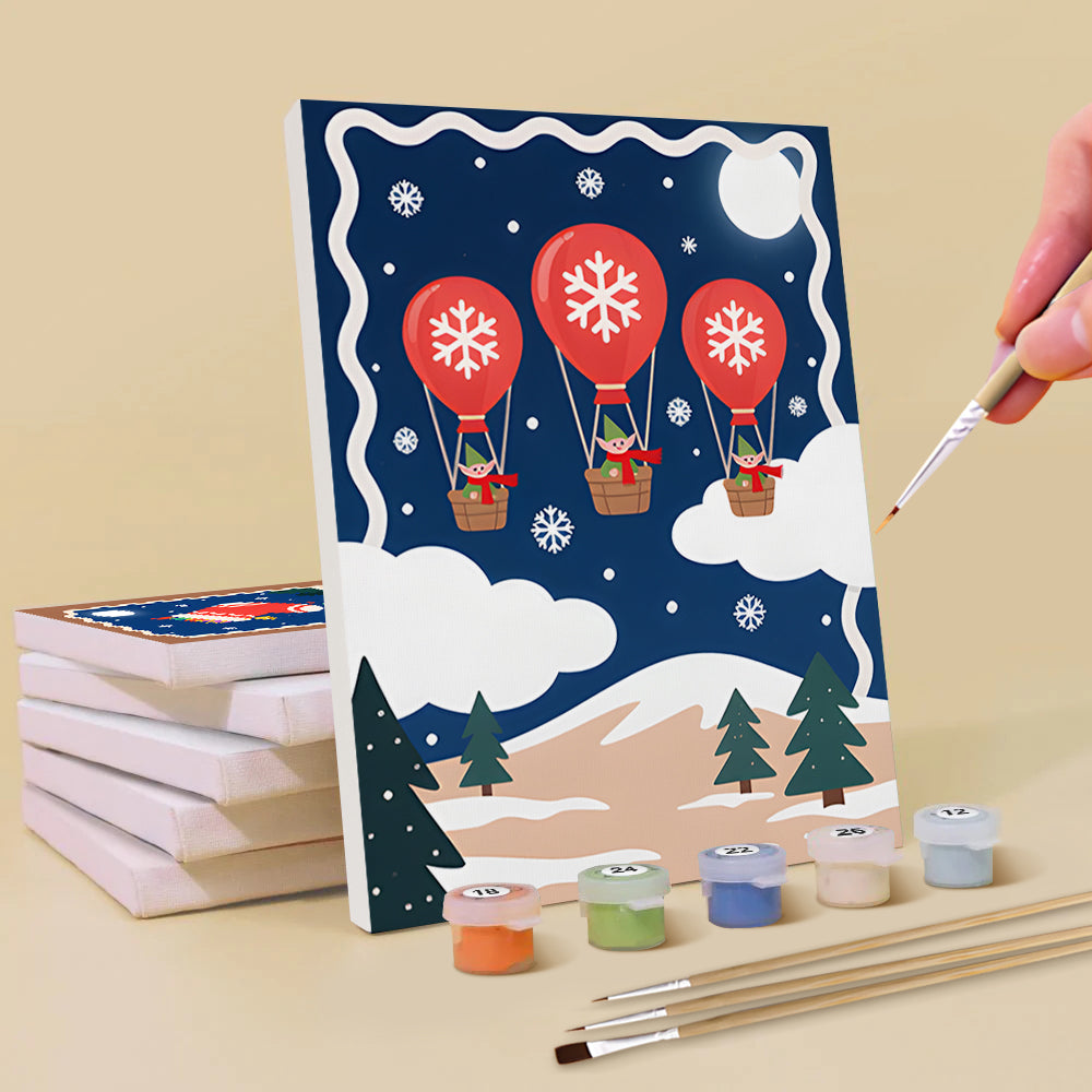 Een Stille Kerstnacht 6 Stuks Mini Schilderen op Nummers