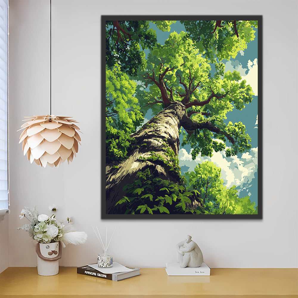 Een Torenhoge Groene Boom Schilderen op Nummers