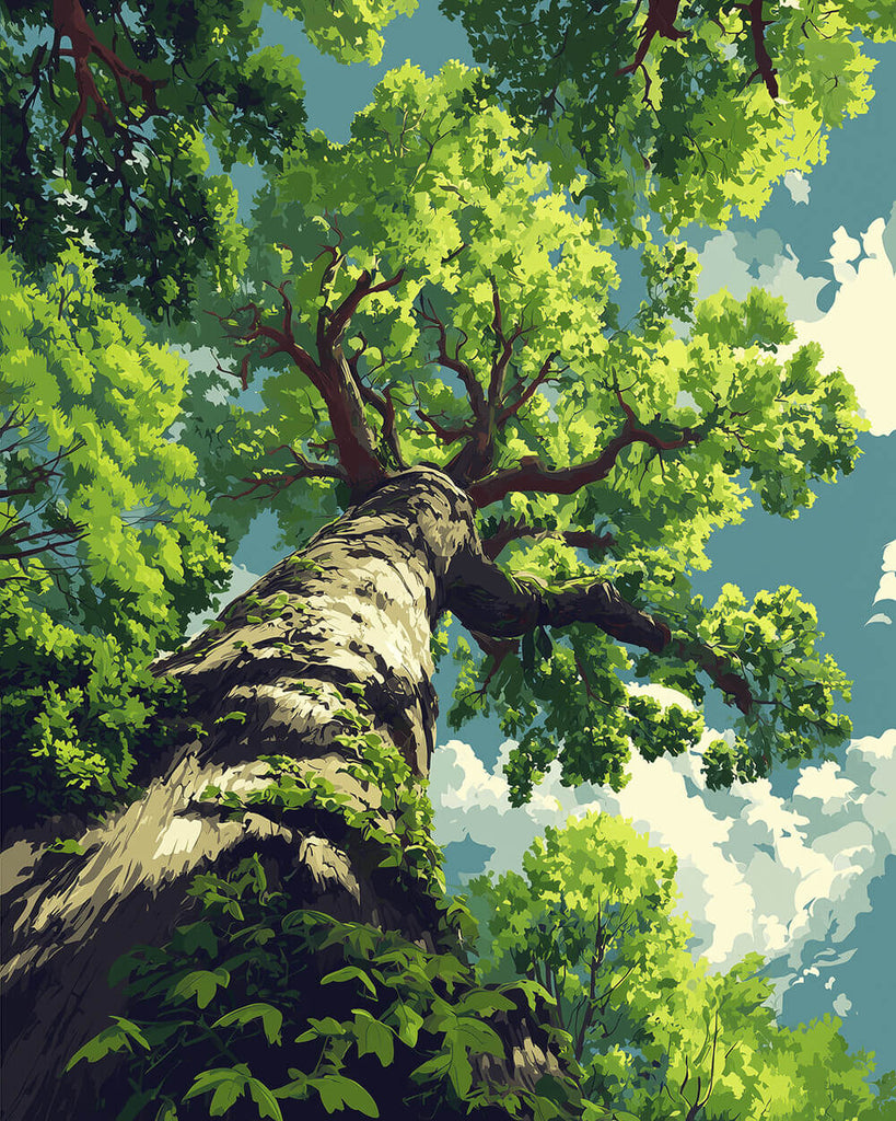 Een Torenhoge Groene Boom Schilderen op Nummers