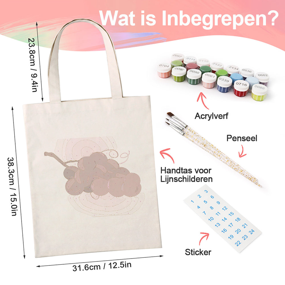 Een Tros Rijpe Druiven Canvas Tote Bag Schilderen op Nummers