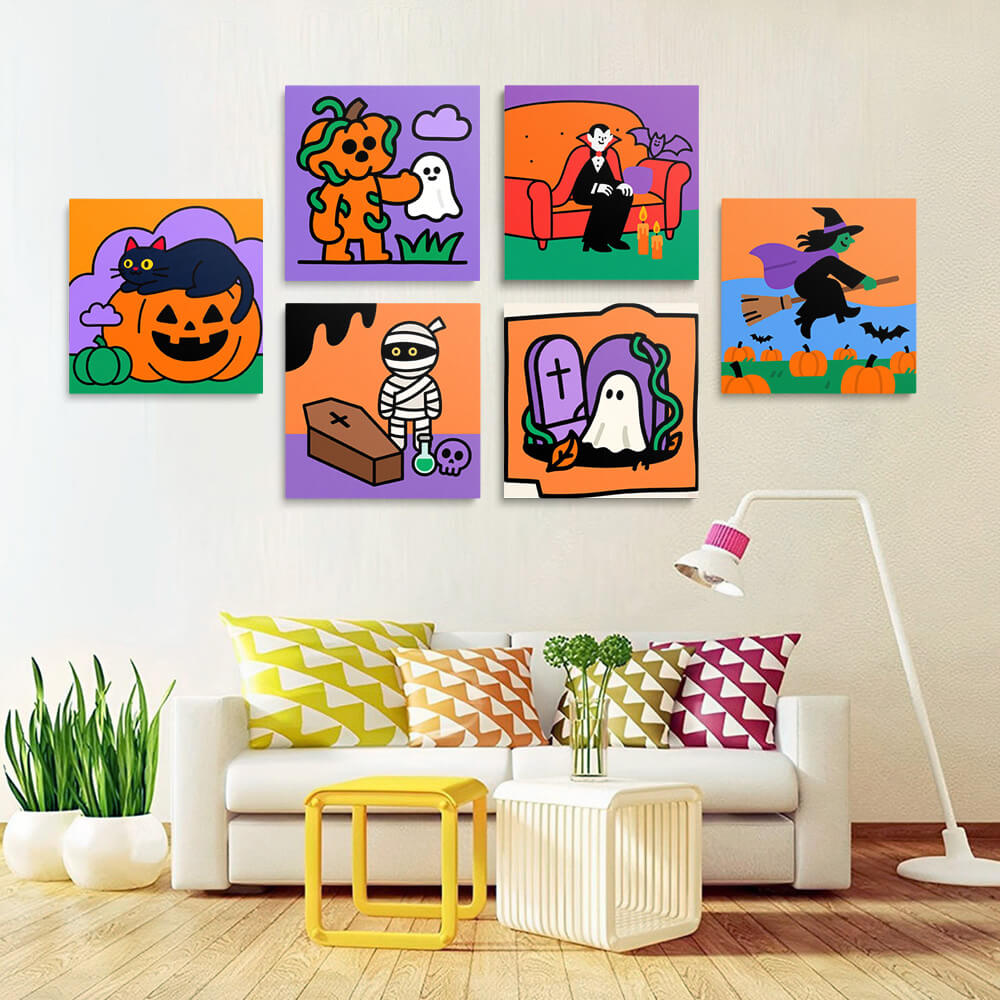 Een Vrolijke Halloween 6 Stuks Mini Schilderen op Nummers