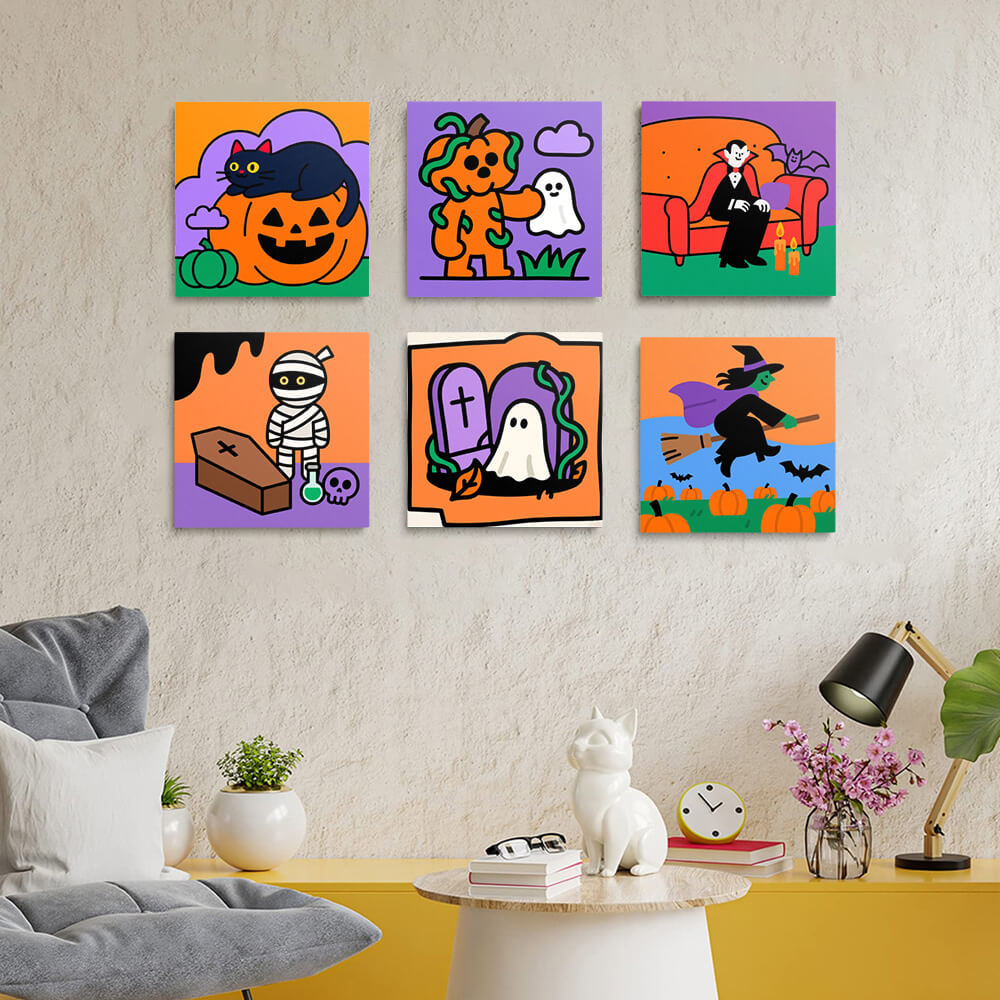 Een Vrolijke Halloween 6 Stuks Mini Schilderen op Nummers