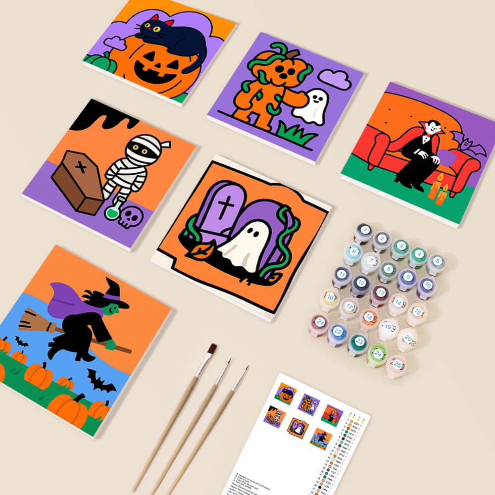 Een Vrolijke Halloween 6 Stuks Mini Schilderen op Nummers