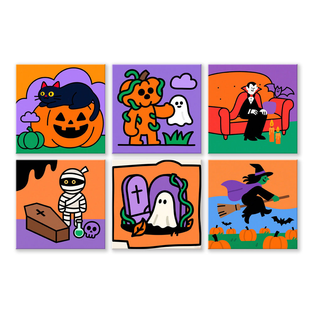 Een Vrolijke Halloween 6 Stuks Mini Schilderen op Nummers
