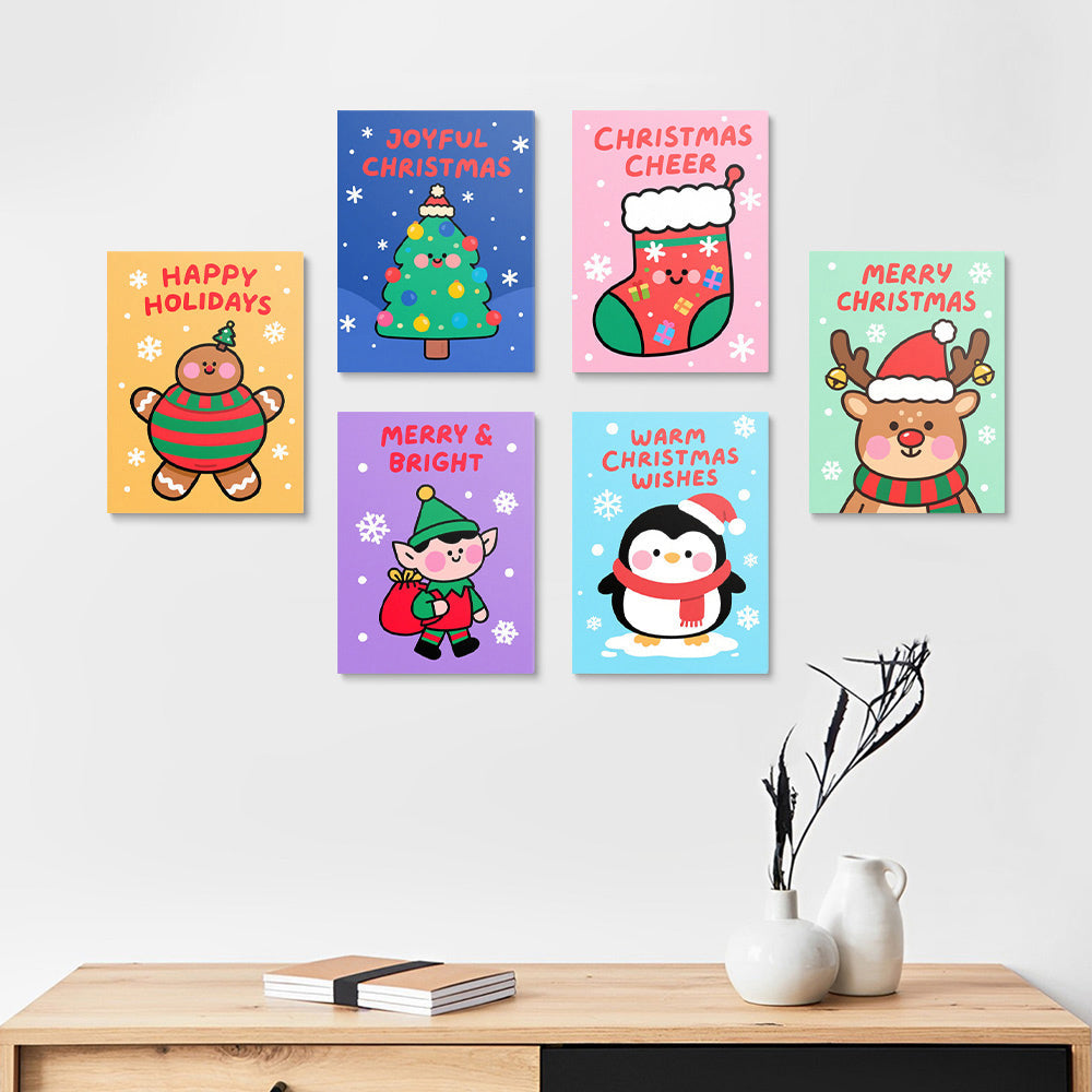 Een Vrolijke Kerst 6 Stuks Mini Schilderen op Nummers