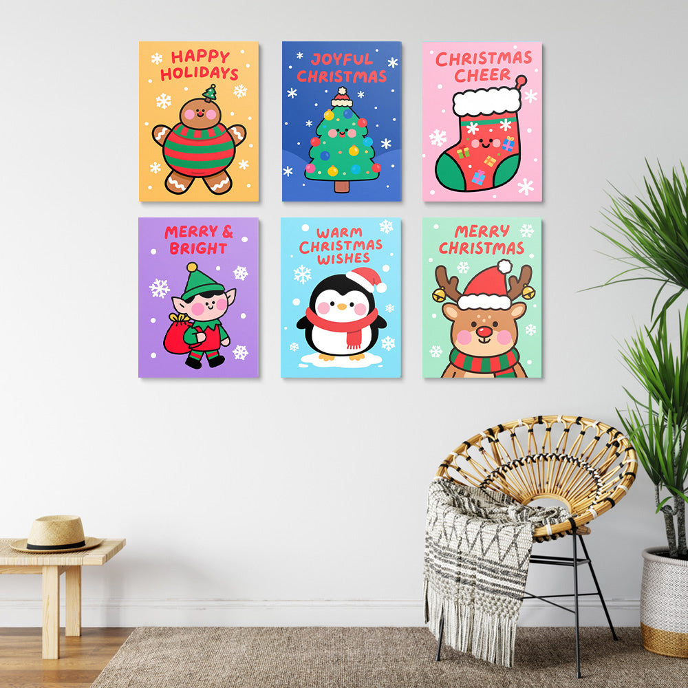 Een Vrolijke Kerst 6 Stuks Mini Schilderen op Nummers