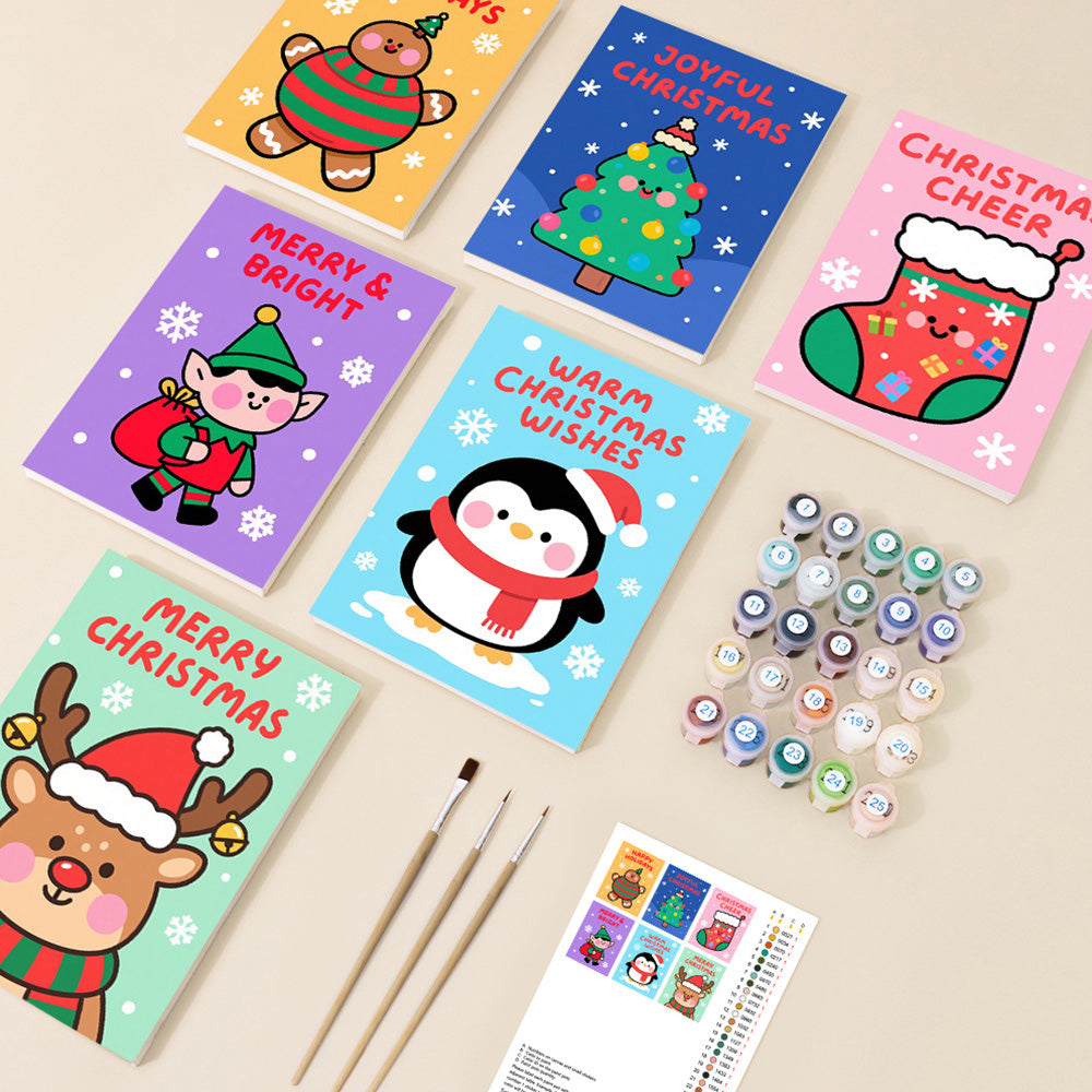 Een Vrolijke Kerst 6 Stuks Mini Schilderen op Nummers