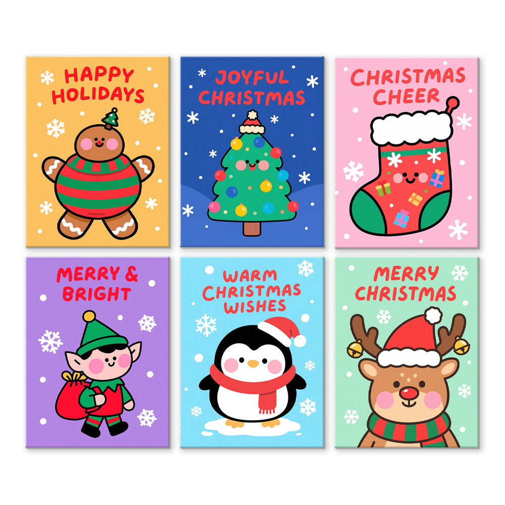 Een Vrolijke Kerst 6 Stuks Mini Schilderen op Nummers