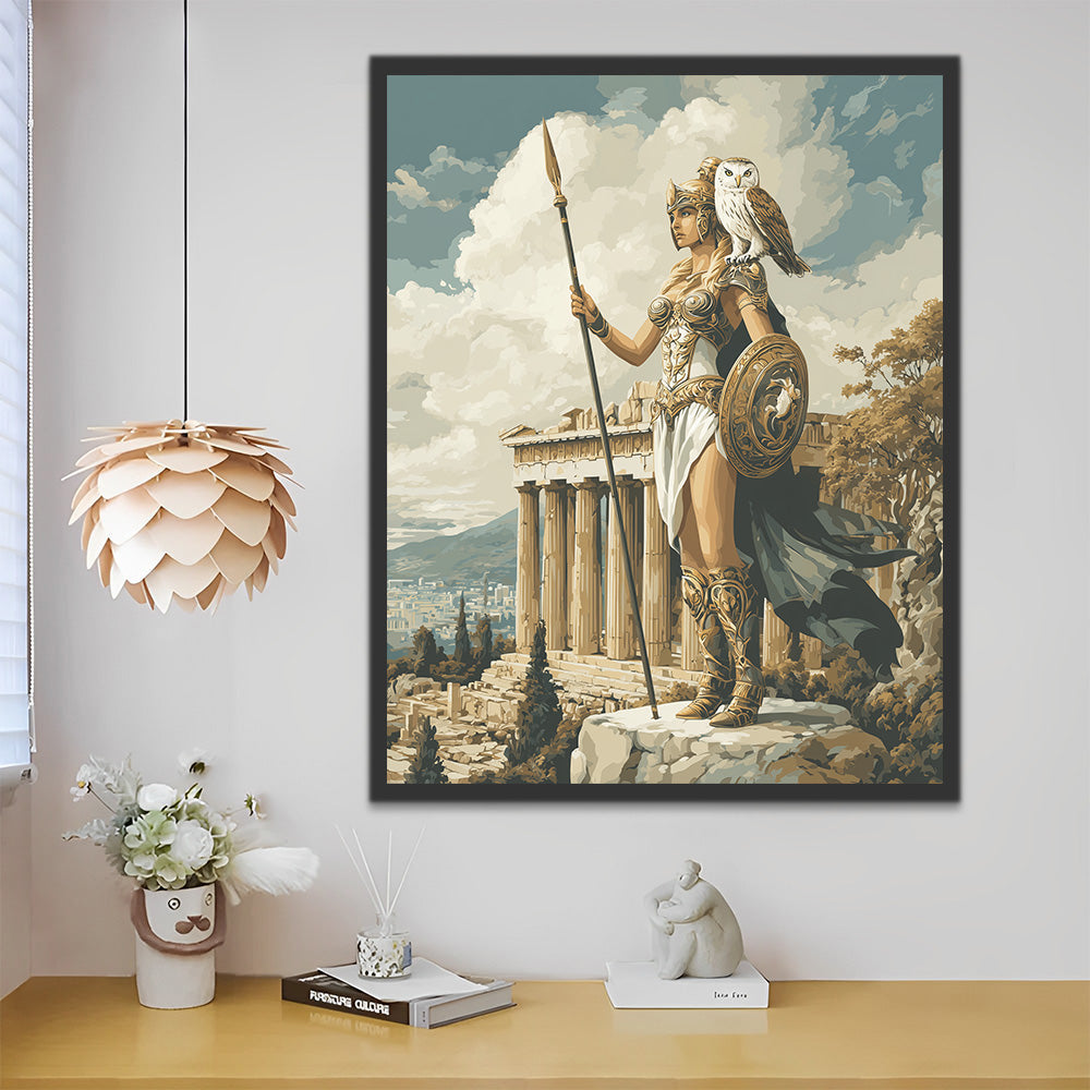 Een Vrouwelijke Krijger die het Parthenon Bewaakt Schilderen op Nummers