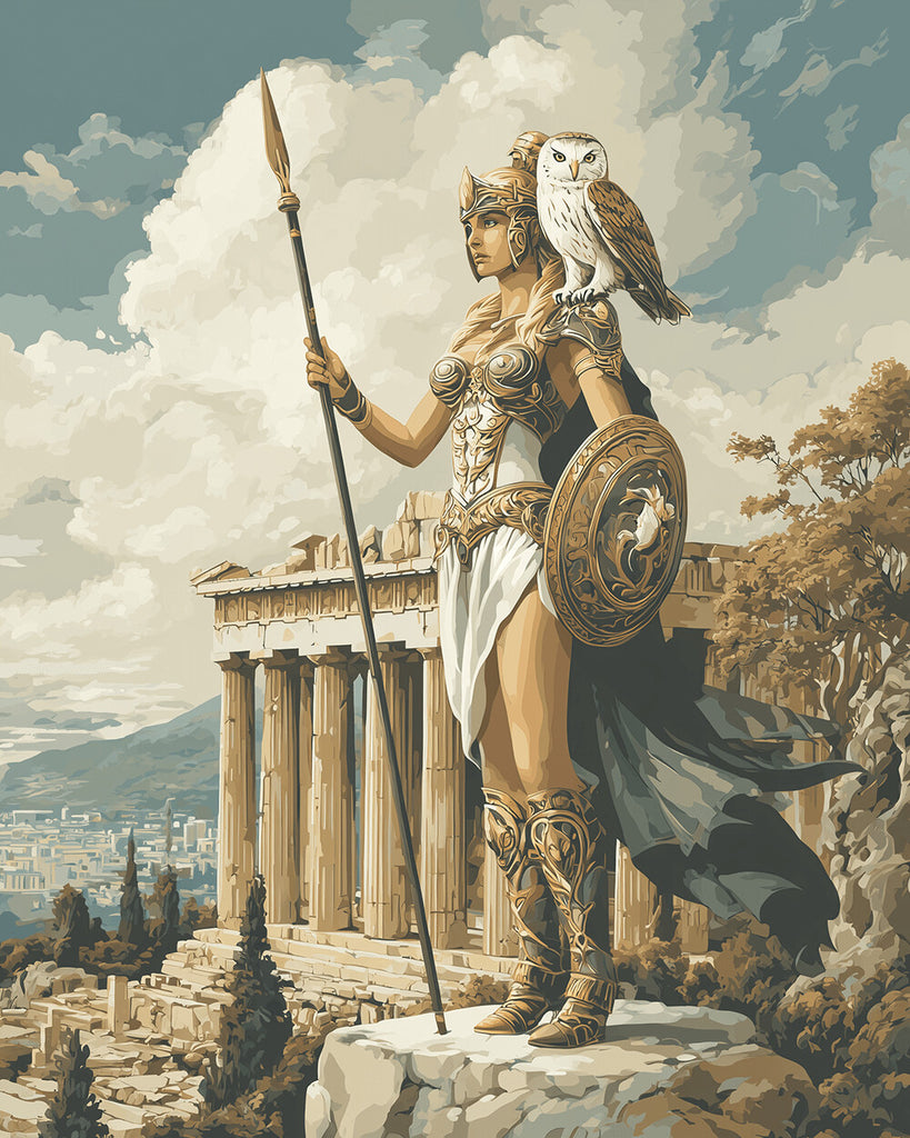 Een Vrouwelijke Krijger die het Parthenon Bewaakt Schilderen op Nummers