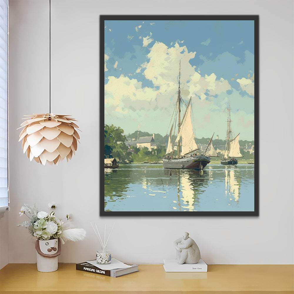 Een Zeilboot onder een Blauwe Hemel Schilderen op Nummers