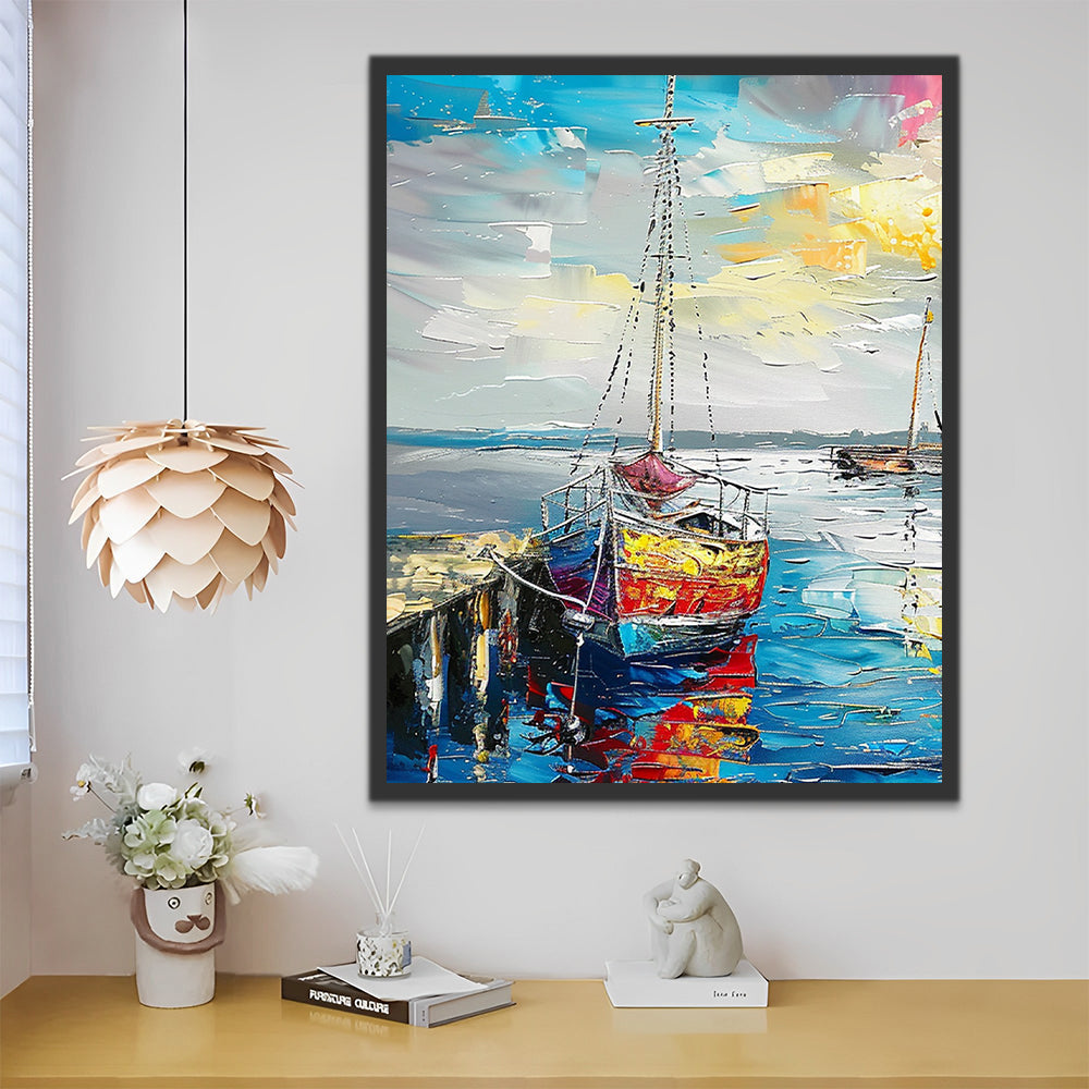 Een Zeilschip in Olieverf Schilderen op Nummers