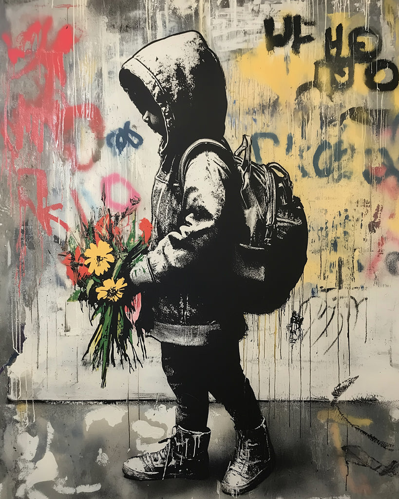Een Zwart Kind met Bloemen in de Hand Kinderen Schilderen op Nummers