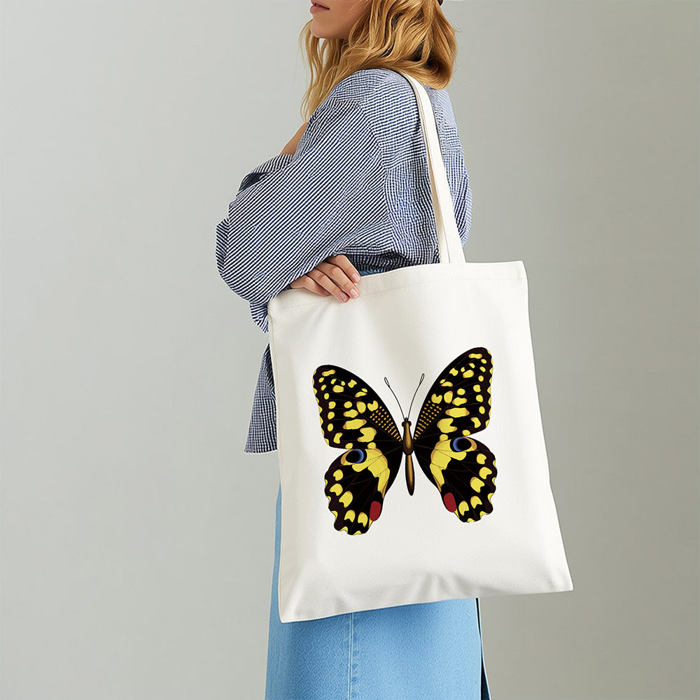 Een Zwarte en Gouden Vlinder Canvas Tote Bag Schilderen op Nummers
