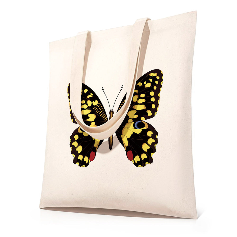 Een Zwarte en Gouden Vlinder Canvas Tote Bag Schilderen op Nummers
