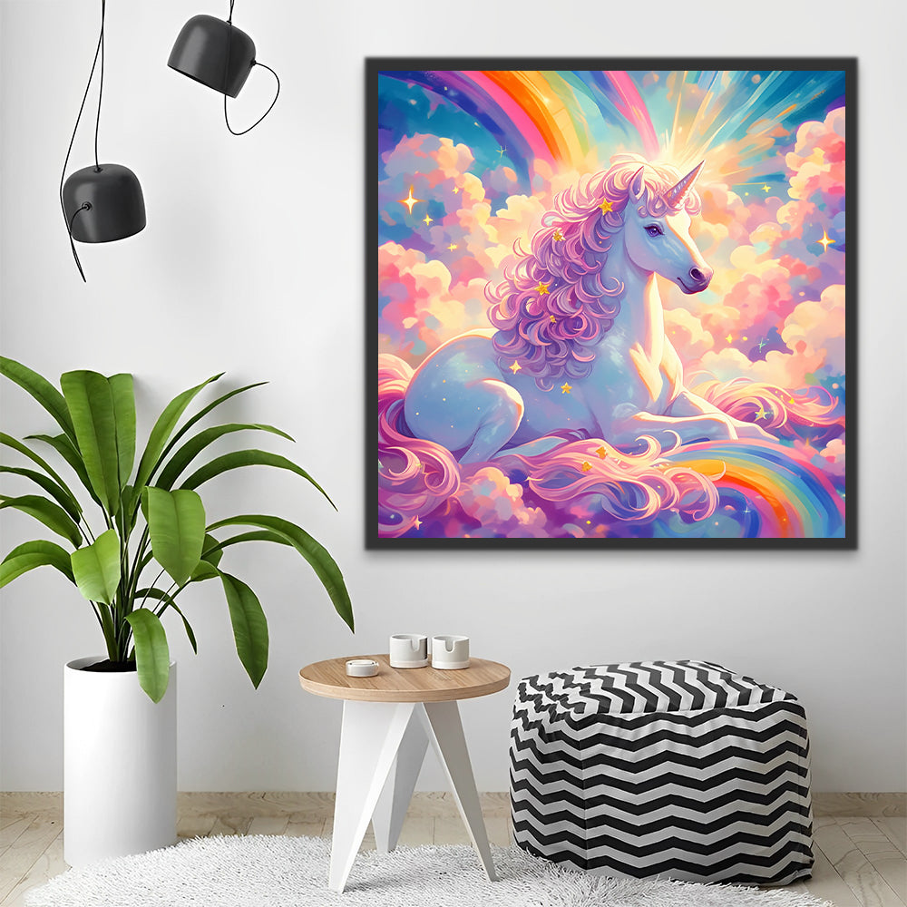 Eenhoorn op Wolken en Regenbogen Schilderen op Nummers