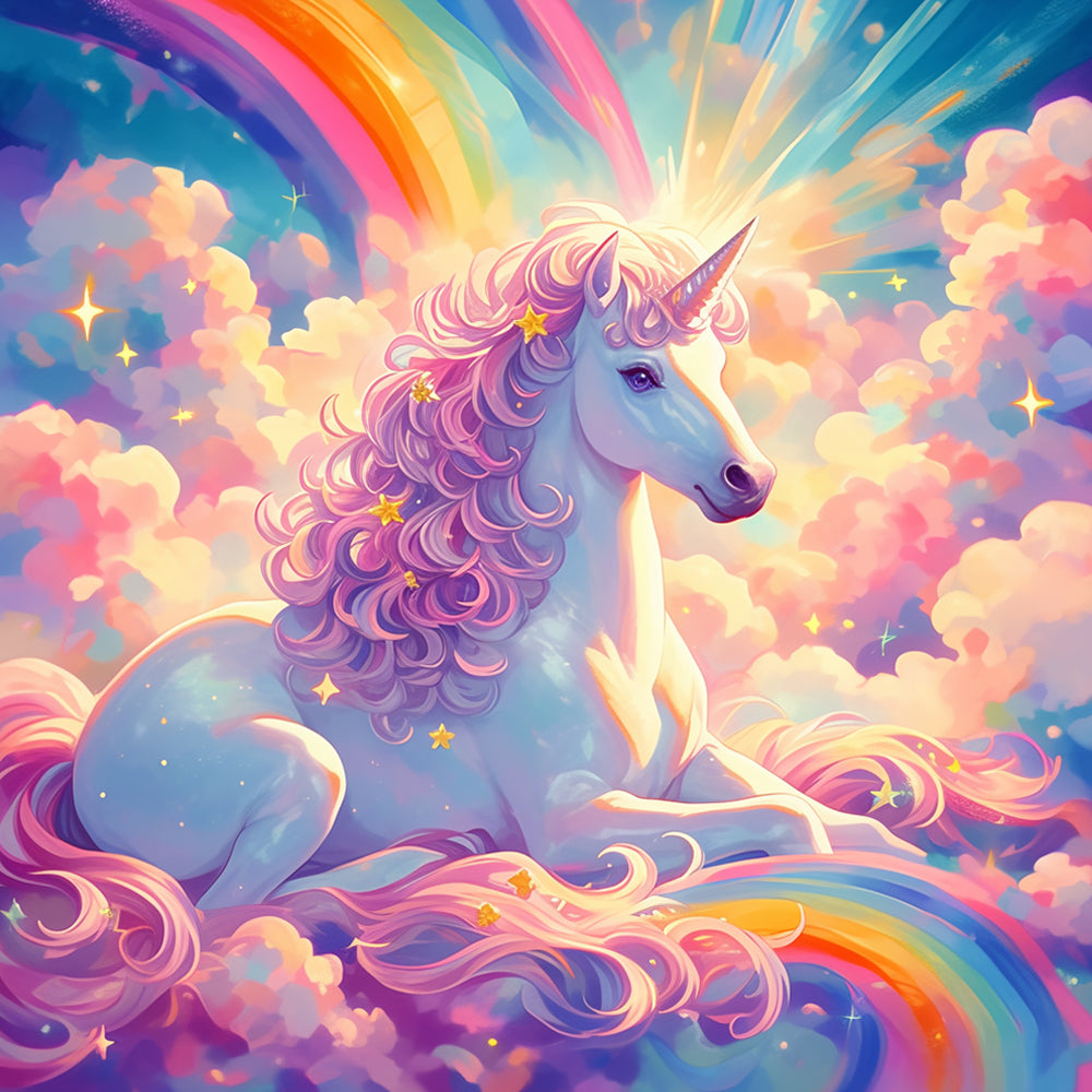 Eenhoorn op Wolken en Regenbogen Schilderen op Nummers