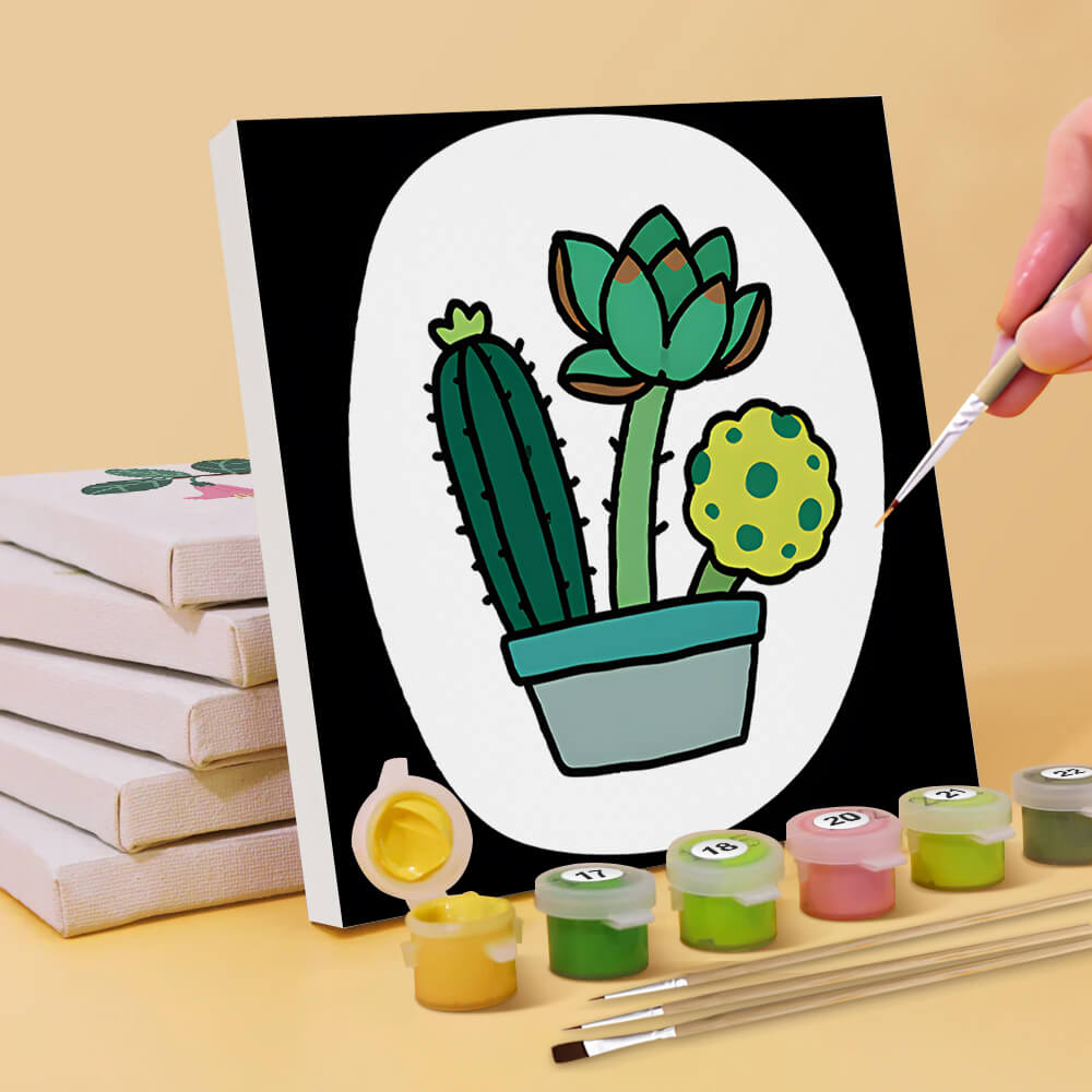 Eenvoudige Groene Kamerplanten 6 Stuks Mini Schilderen op Nummers
