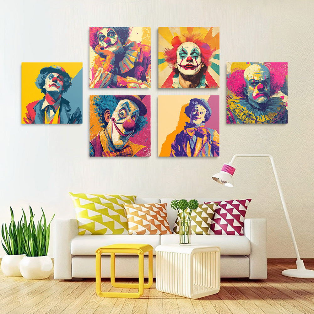Eenzame en Grappige Clown 6 Stuks Mini Schilderen op Nummers