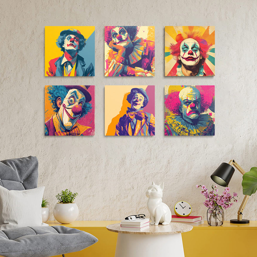 Eenzame en Grappige Clown 6 Stuks Mini Schilderen op Nummers