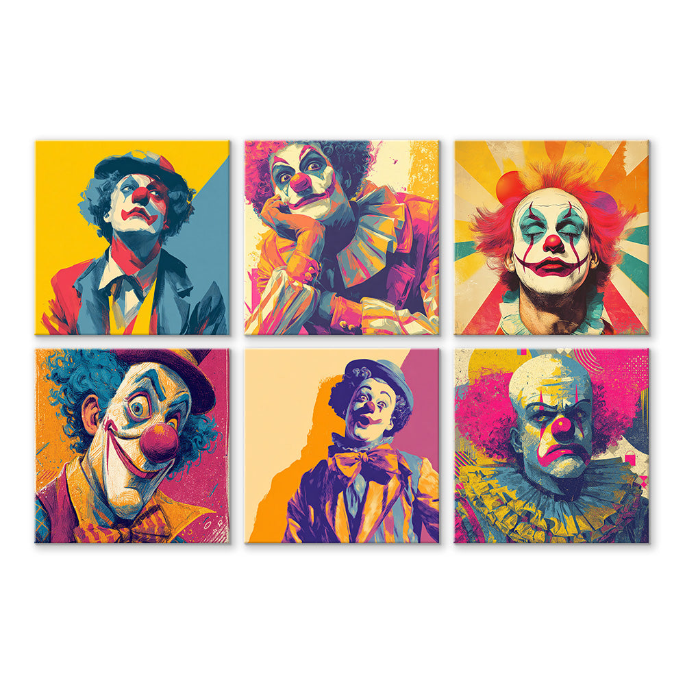 Eenzame en Grappige Clown 6 Stuks Mini Schilderen op Nummers