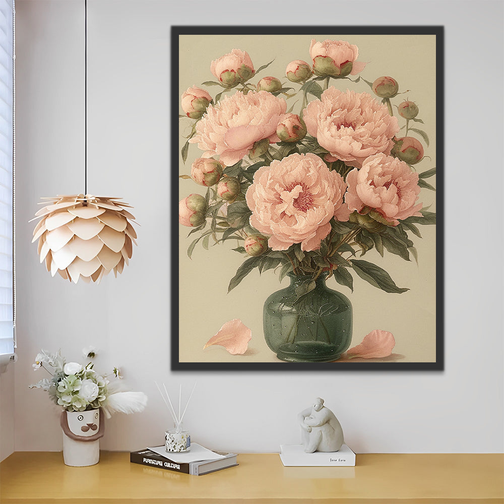 Effen roze potbloemen Schilderen op Nummers