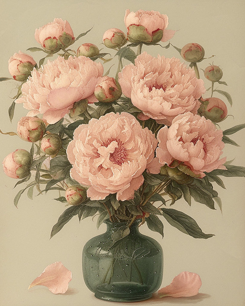 Effen roze potbloemen Schilderen op Nummers