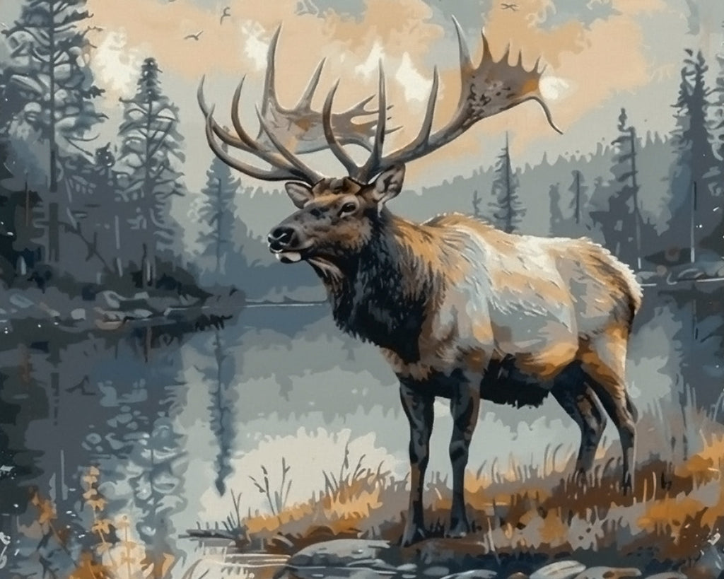 Eland bij het Meer Schilderen op Nummers