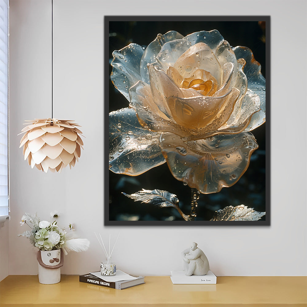 Elegante roos versierd met bladgoud Schilderen op Nummers