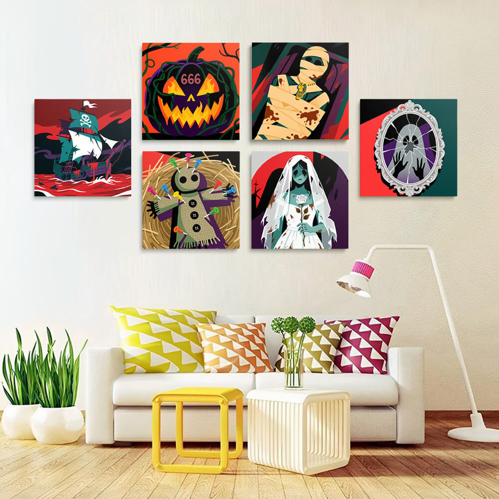 Eng Halloween 6 Stuks Mini Schilderen op Nummers