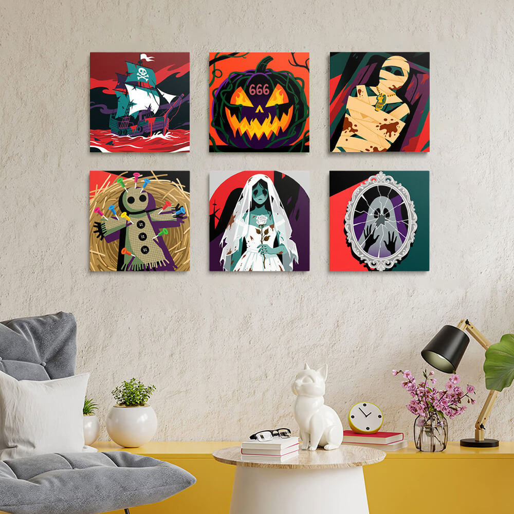 Eng Halloween 6 Stuks Mini Schilderen op Nummers