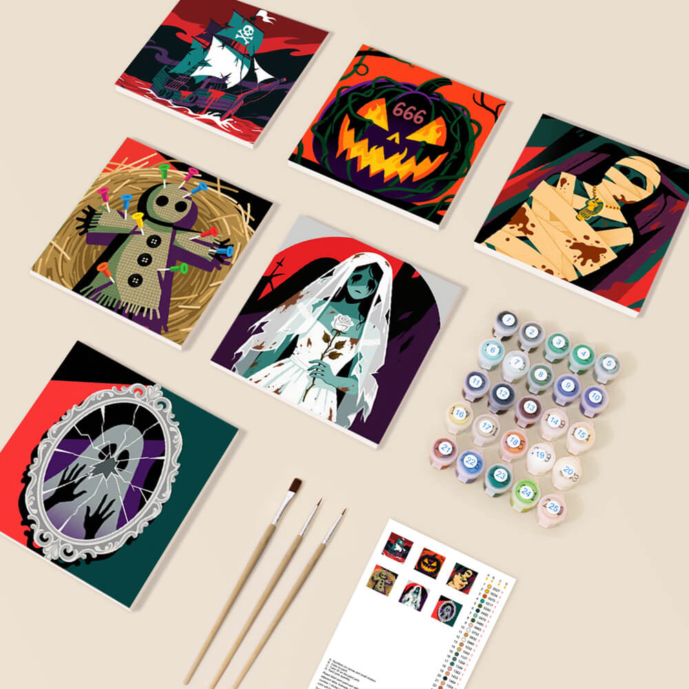 Eng Halloween 6 Stuks Mini Schilderen op Nummers
