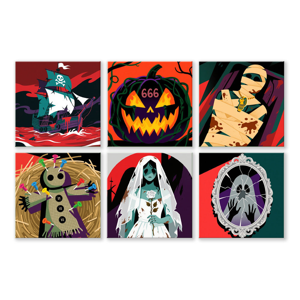 Eng Halloween 6 Stuks Mini Schilderen op Nummers