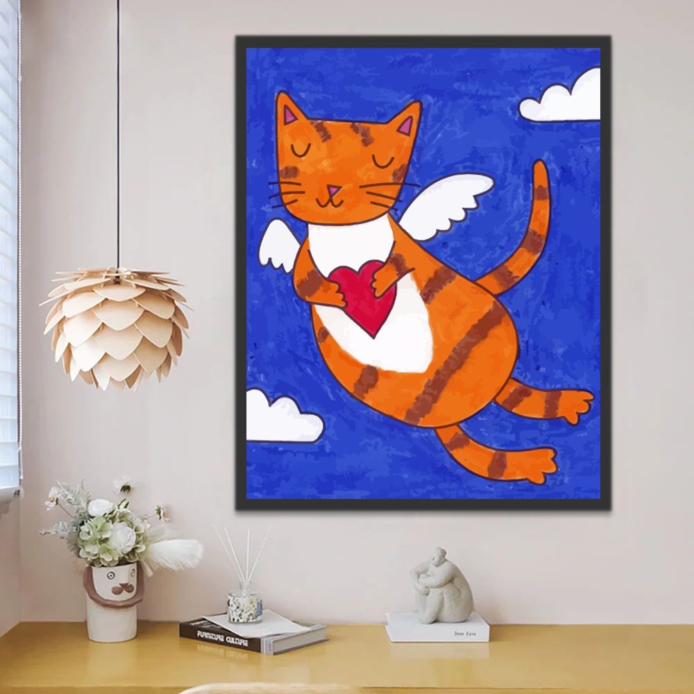 Engel Kat Schilderen op Nummers Kinderen