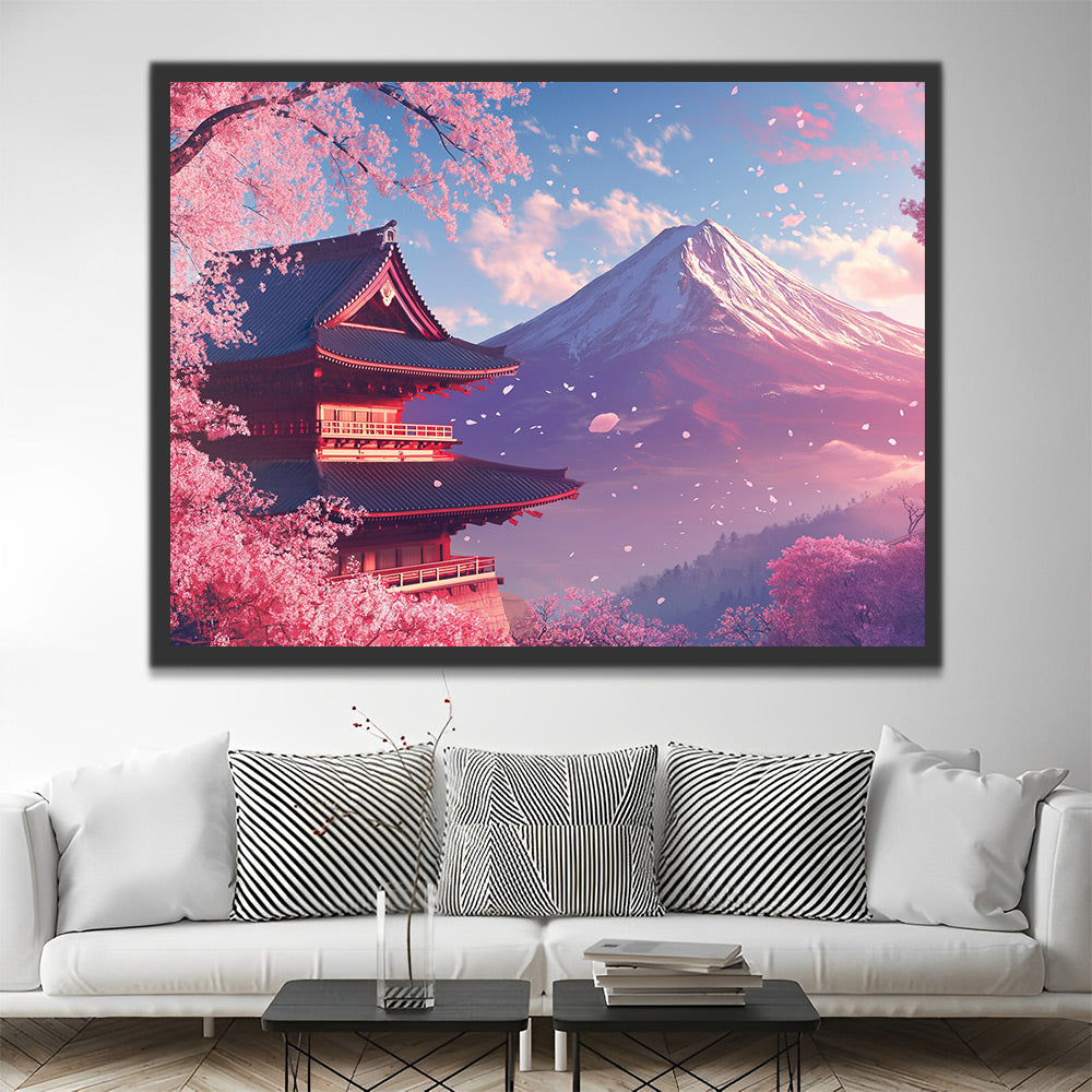 Esdoornblad en de Berg Fuji Schilderen op Nummers
