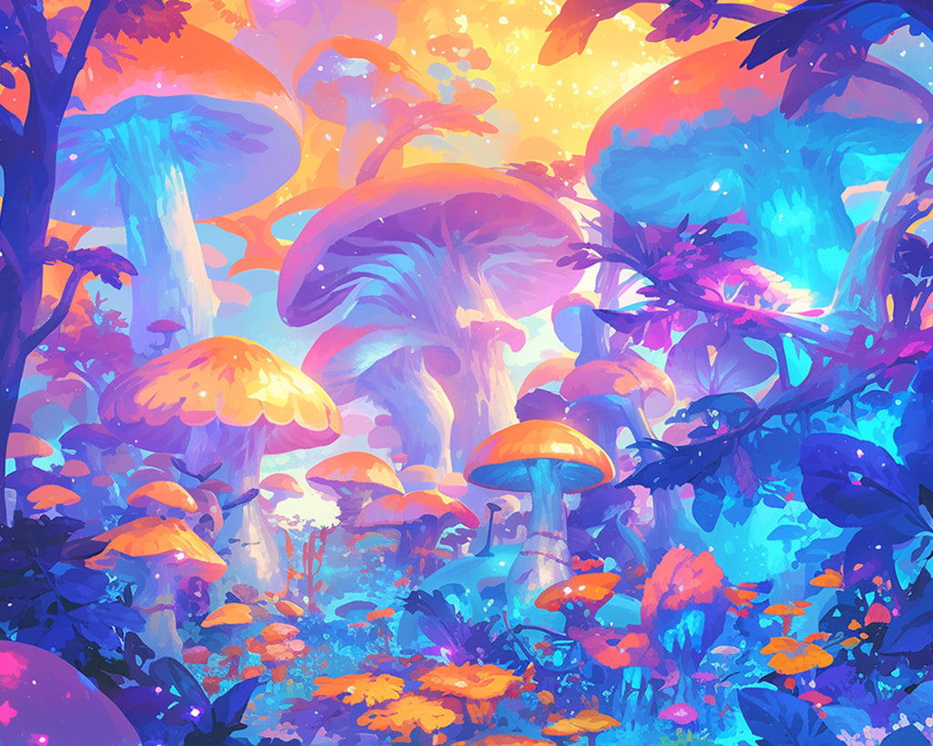 Fluorescerend Gekleurde Paddenstoelen Schilderen op Nummers