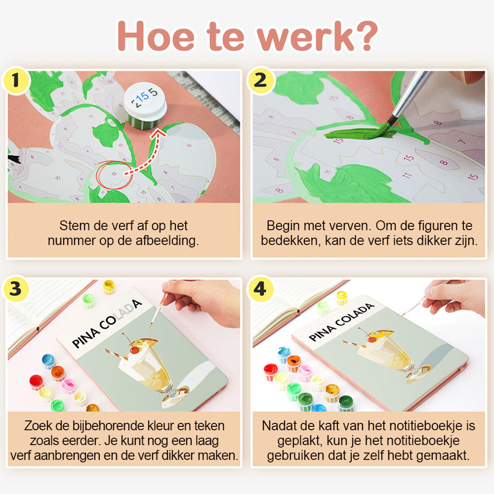 Fruit Rum Drankje met Ijs Notitieboek Schilderen op Nummers