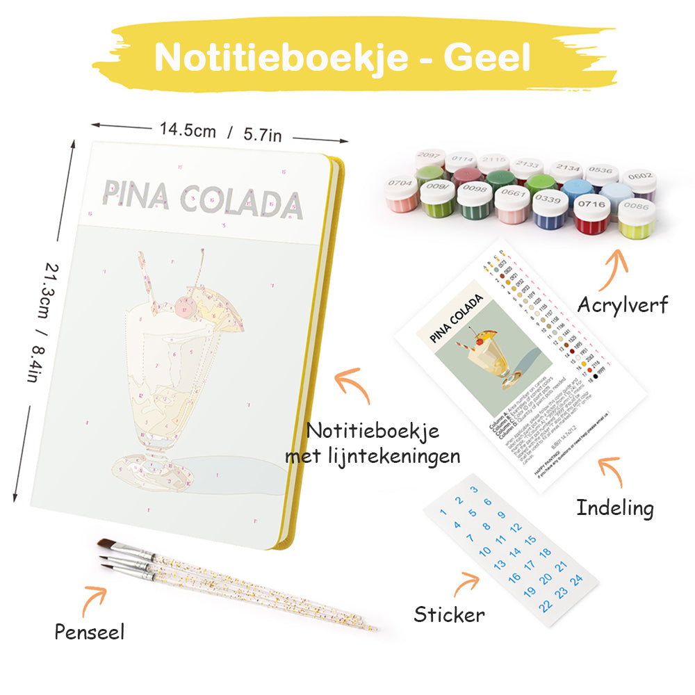 Fruit Rum Drankje met Ijs Notitieboek Schilderen op Nummers