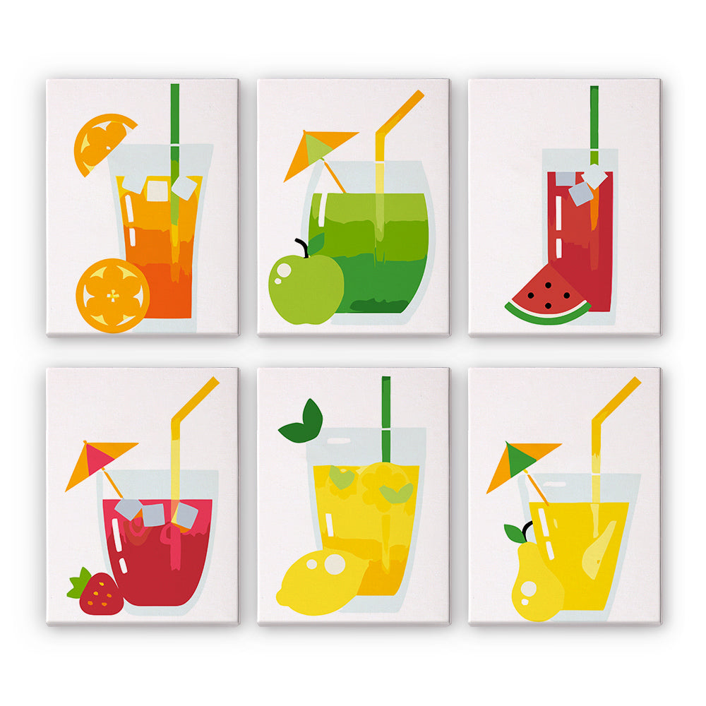 Fruitige Cocktail 6 Stuks Mini Schilderen op Nummers