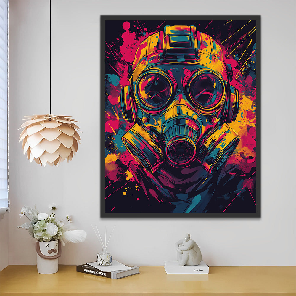 Gasmasker in Magisch Kleurenspel Schilderen op Nummers