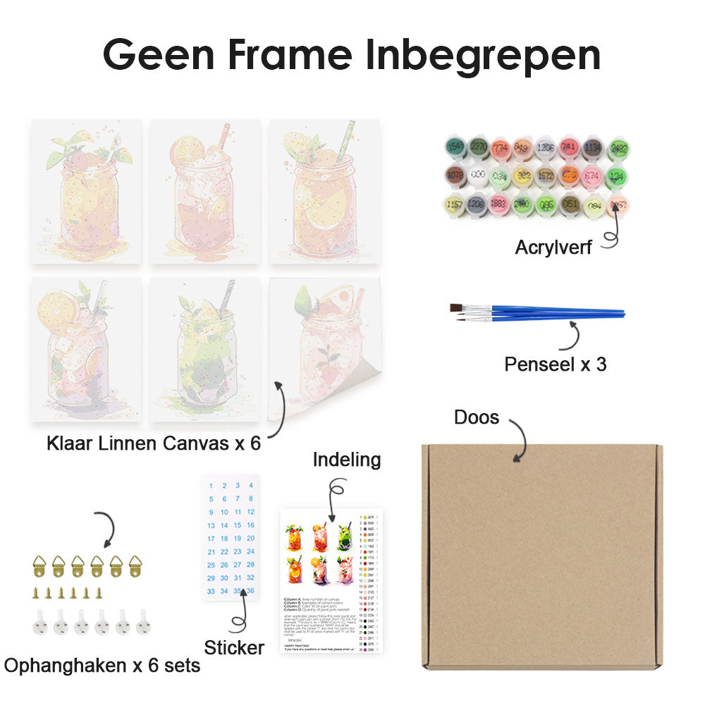 Gekoeld Blikjesap 6 Stuks Mini Schilderen op Nummers