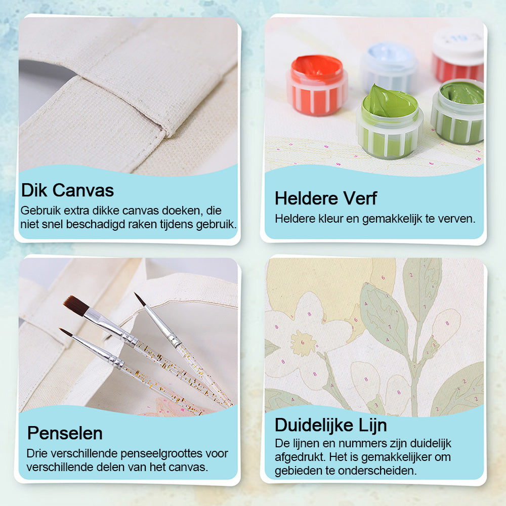 Gele Citroenen en Witte Bloemen Canvas Tote Bag Schilderen op Nummers
