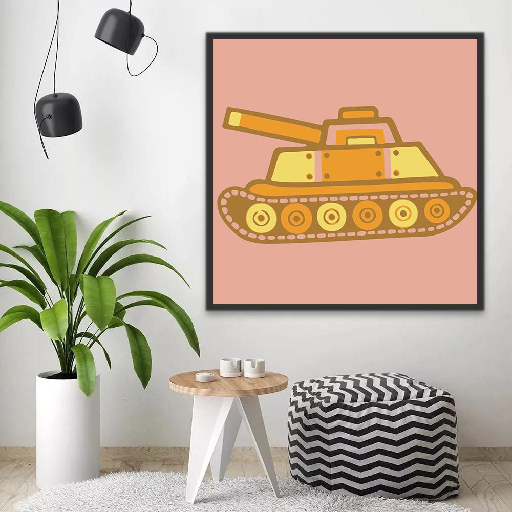 Gele Tank Kinderen Schilderen op Nummers